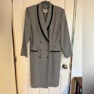 Vintage Black and White Checkered Plaid Coat